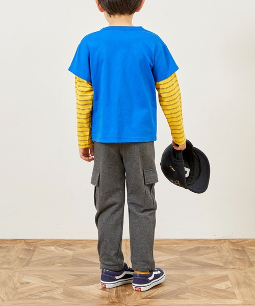 KP BOY（ケーピーボーイ）の「恐竜刺しゅう レイヤード風長袖Tシャツ（Tシャツ/カットソー・キッズ・ブルー/グリーン・90cm/110cm/100cm/120cm/80ｃｍ）」の13枚目の写真