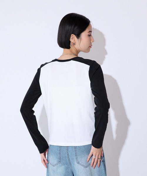 JEANASIS(ジーナシス)の「バイカラーフライスLS TEE/594163(Tシャツ/カットソー・レディース・グレー系その他/ネイビー系/ブラック系その他・FREE)」の12枚目の写真