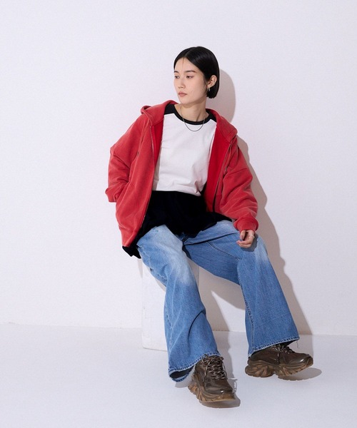 JEANASIS(ジーナシス)の「バイカラーフライスLS TEE/594163(Tシャツ/カットソー・レディース・グレー系その他/ネイビー系/ブラック系その他・FREE)」の14枚目の写真