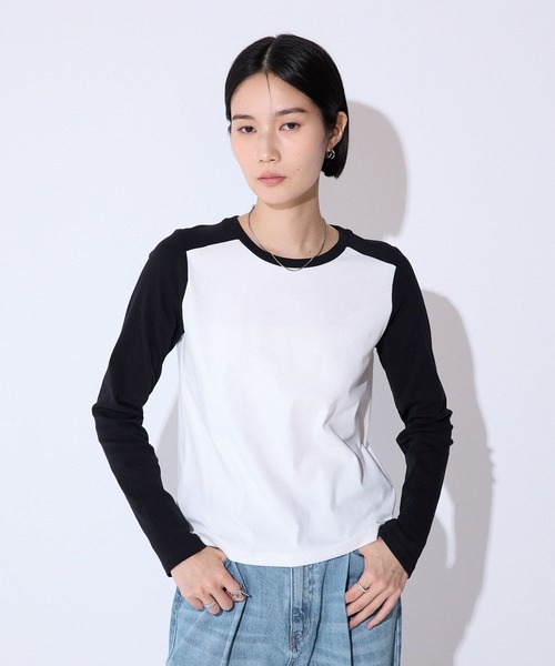 JEANASIS(ジーナシス)の「バイカラーフライスLS TEE/594163(Tシャツ/カットソー・レディース・グレー系その他/ネイビー系/ブラック系その他・FREE)」の11枚目の写真