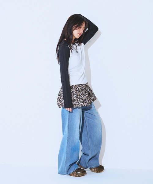 JEANASIS(ジーナシス)の「バイカラーフライスLS TEE/594163(Tシャツ/カットソー・レディース・グレー系その他/ネイビー系/ブラック系その他・FREE)」の6枚目の写真