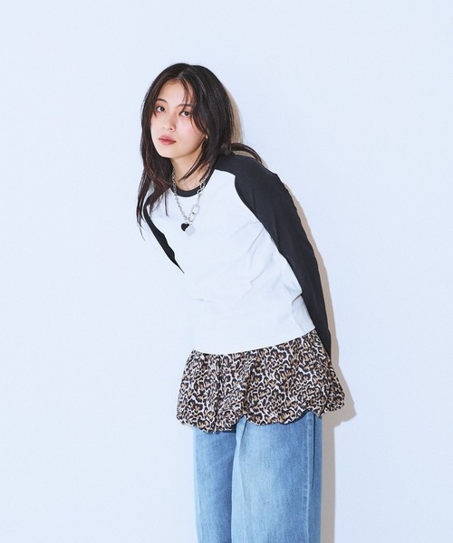 JEANASIS(ジーナシス)の「バイカラーフライスLS TEE/594163(Tシャツ/カットソー・レディース・グレー系その他/ネイビー系/ブラック系その他・FREE)」の7枚目の写真