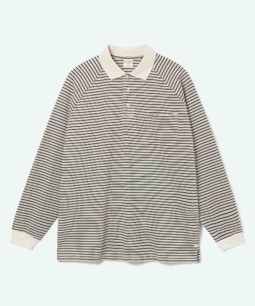 penguin BY MUNSINGWEAR(ペンギン バイ マンシングウェア)の「60’S RAGLAN SLEEVE POLO(BORDER) 長袖ポロシャツ ゴルフウェア(ポロシャツ・メンズ・レッド/ブラック・L/XL/M)」の2枚目の写真