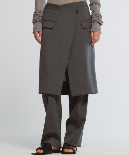 CINOH（チノ）の「ラップスカート（スカート・レディース・グレー/ネイビー・36）」の12枚目の写真