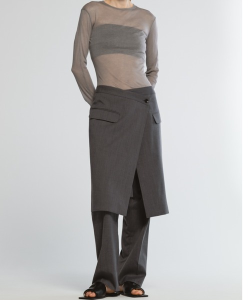 CINOH（チノ）の「ラップスカート（スカート・レディース・グレー/ネイビー・36）」の15枚目の写真