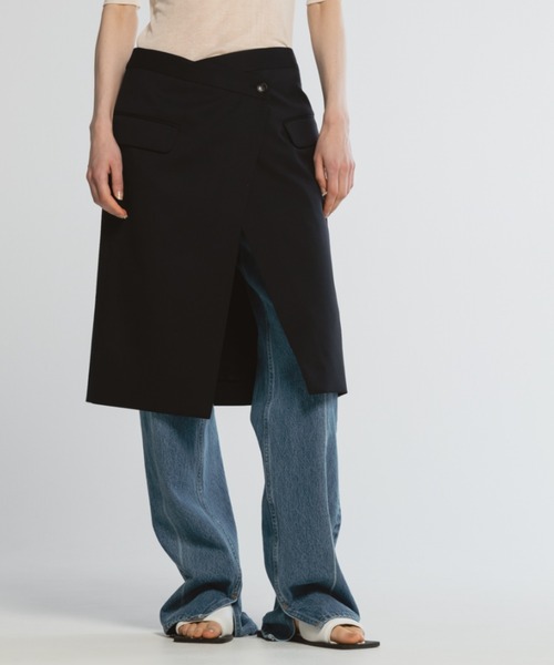 CINOH（チノ）の「ラップスカート（スカート・レディース・グレー/ネイビー・36）」の16枚目の写真