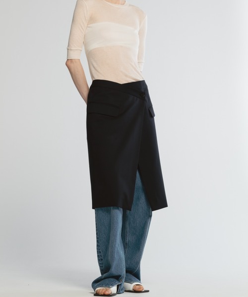 CINOH（チノ）の「ラップスカート（スカート・レディース・グレー/ネイビー・36）」の19枚目の写真