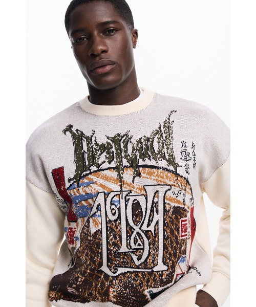 Desigual(デシグアル)の「ストリートカルチャーロングスリーブニット(ニット/セーター・メンズ・ブラウン・S/M/L/XL)」の3枚目の写真