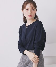 フロントタックモチーフポンチトップス【洗濯機OK】