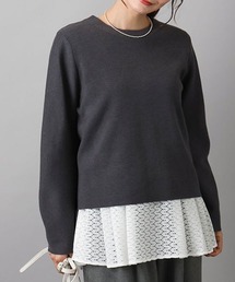 MK MICHEL KLEIN | スムース編みバック釦ニット/洗える(ニット/セーター)