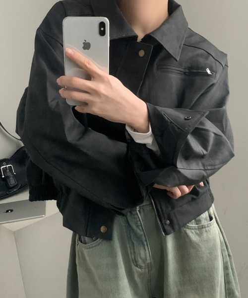 FREE STYLISTS(フリー スタイリスト)の「YUGA_YGMC Suede-like blouson jacket(ブルゾン・レディース・ダークグレー/ブラウン・FREE)」の4枚目の写真