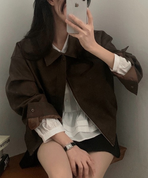 FREE STYLISTS(フリー スタイリスト)の「YUGA_YGMC Suede-like blouson jacket(ブルゾン・レディース・ダークグレー/ブラウン・FREE)」の17枚目の写真