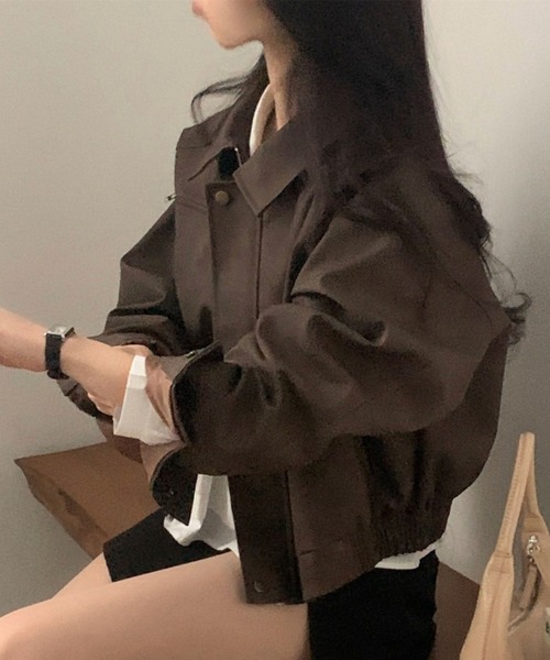 FREE STYLISTS(フリー スタイリスト)の「YUGA_YGMC Suede-like blouson jacket(ブルゾン・レディース・ダークグレー/ブラウン・FREE)」の16枚目の写真