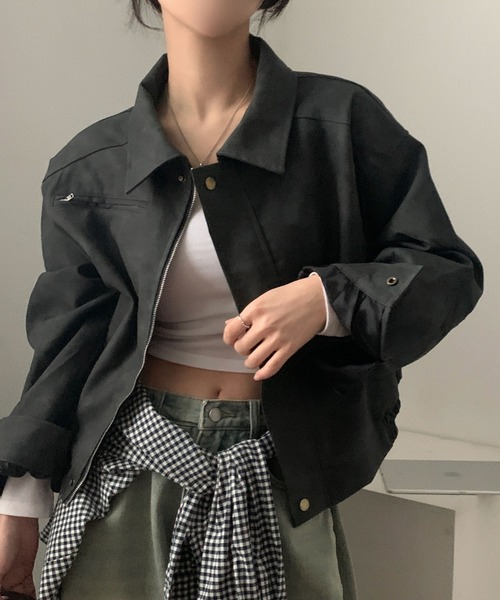 FREE STYLISTS(フリー スタイリスト)の「YUGA_YGMC Suede-like blouson jacket(ブルゾン・レディース・ダークグレー/ブラウン・FREE)」の5枚目の写真