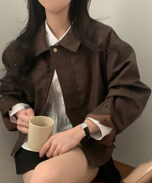 FREE STYLISTS(フリー スタイリスト)の「YUGA_YGMC Suede-like blouson jacket(ブルゾン・レディース・ダークグレー/ブラウン・FREE)」の13枚目の写真