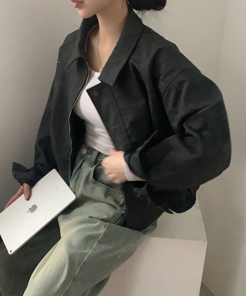 FREE STYLISTS(フリー スタイリスト)の「YUGA_YGMC Suede-like blouson jacket(ブルゾン・レディース・ダークグレー/ブラウン・FREE)」の9枚目の写真