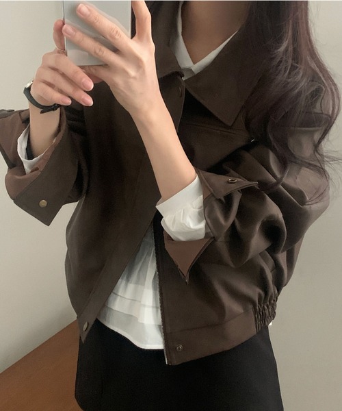 FREE STYLISTS(フリー スタイリスト)の「YUGA_YGMC Suede-like blouson jacket(ブルゾン・レディース・ダークグレー/ブラウン・FREE)」の19枚目の写真