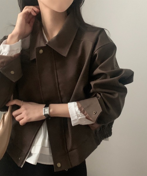 FREE STYLISTS(フリー スタイリスト)の「YUGA_YGMC Suede-like blouson jacket(ブルゾン・レディース・ダークグレー/ブラウン・FREE)」の14枚目の写真