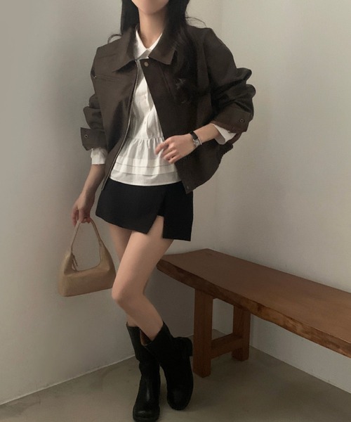 FREE STYLISTS(フリー スタイリスト)の「YUGA_YGMC Suede-like blouson jacket(ブルゾン・レディース・ダークグレー/ブラウン・FREE)」の20枚目の写真