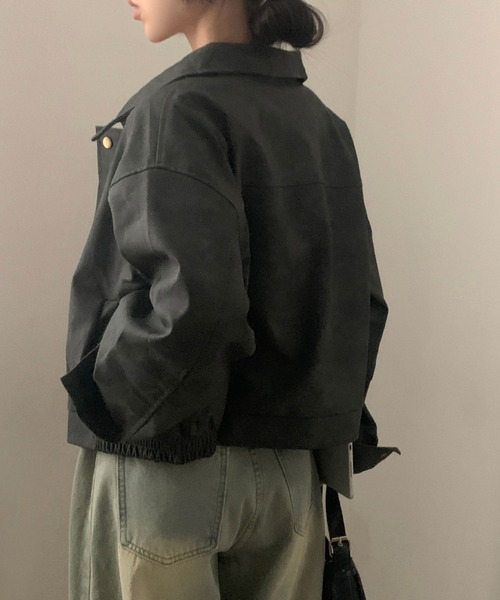 FREE STYLISTS(フリー スタイリスト)の「YUGA_YGMC Suede-like blouson jacket(ブルゾン・レディース・ダークグレー/ブラウン・FREE)」の11枚目の写真