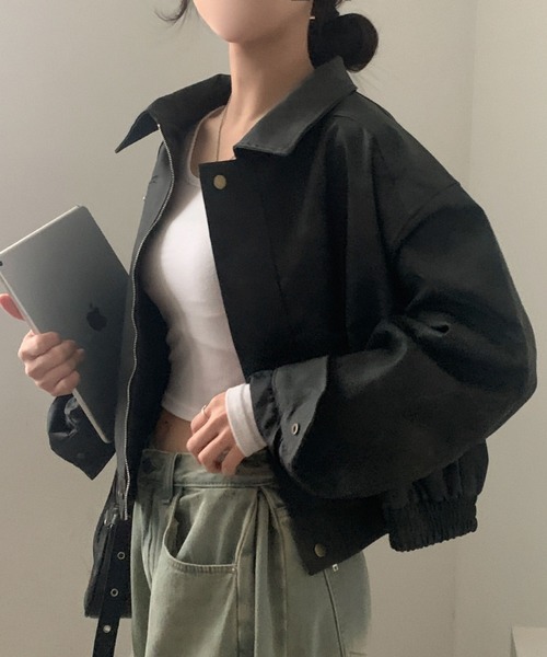 FREE STYLISTS(フリー スタイリスト)の「YUGA_YGMC Suede-like blouson jacket(ブルゾン・レディース・ダークグレー/ブラウン・FREE)」の21枚目の写真