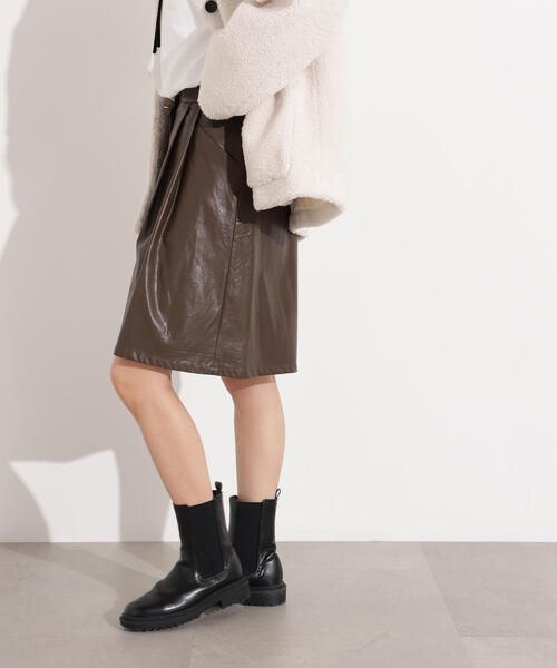 N.（N. Natural Beauty Basic）（エヌエヌナチュラルビューティーベーシック）の「フェイクレザーハーフパンツ（その他パンツ・レディース・ブラウン/ブラック・MEDIUM）」の14枚目の写真