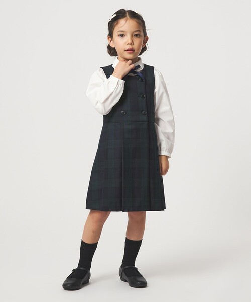 green label relaxing(グリーンレーベルリラクシング)の「TRW ブラックウォッチ ジャンスカ / キッズ 110cm-130cm(ジャンパースカート・キッズ・ダークグリーン・110cm/130cm/120cm)」の4枚目の写真