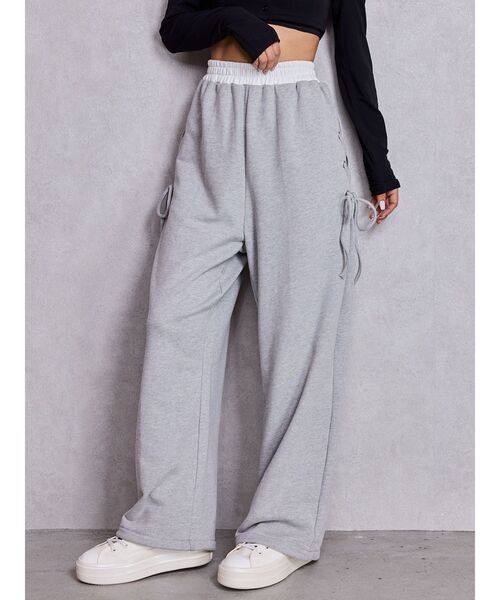 GYDA（ジェイダ）の「サイドレースアップカーブスウェットパンツ（その他パンツ・レディース・グレー/ブラック・FREE）」の2枚目の写真