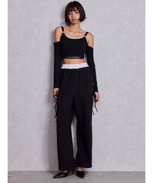 GYDA（ジェイダ）の「サイドレースアップカーブスウェットパンツ（その他パンツ・レディース・グレー/ブラック・FREE）」の17枚目の写真