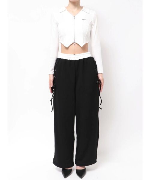 GYDA（ジェイダ）の「サイドレースアップカーブスウェットパンツ（その他パンツ・レディース・グレー/ブラック・FREE）」の5枚目の写真