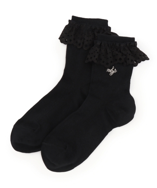 mezzo piano Junior(メゾピアノジュニア)の「レースフリルソックス♪(ソックス/靴下・キッズ・オフホワイト/ブラック・S(22-25cm))」の1枚目の写真