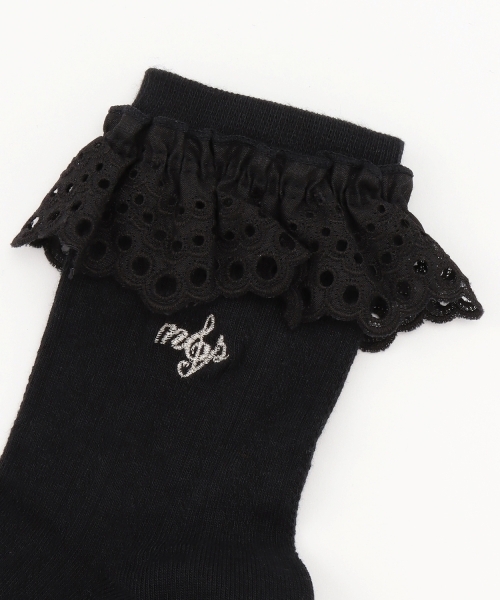 mezzo piano Junior(メゾピアノジュニア)の「レースフリルソックス♪(ソックス/靴下・キッズ・オフホワイト/ブラック・S(22-25cm))」の3枚目の写真