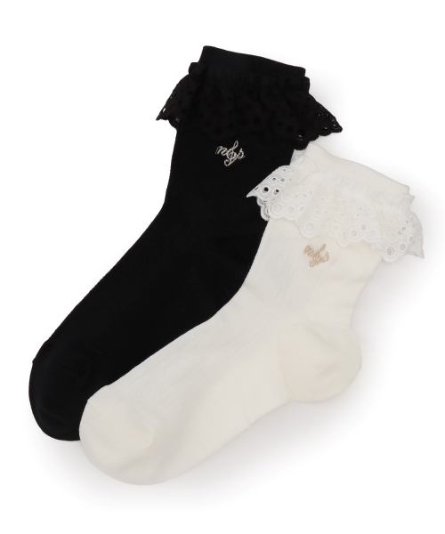 mezzo piano Junior(メゾピアノジュニア)の「レースフリルソックス♪(ソックス/靴下・キッズ・オフホワイト/ブラック・S(22-25cm))」の10枚目の写真