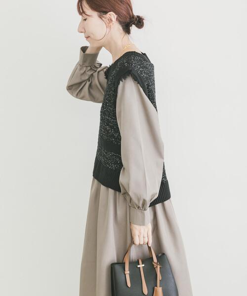 セール】ツイードニットドッキングワンピース（ワンピース）｜ITEMS