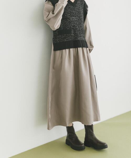 セール】ツイードニットドッキングワンピース（ワンピース
