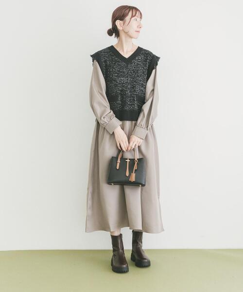 セール】ツイードニットドッキングワンピース（ワンピース）｜ITEMS