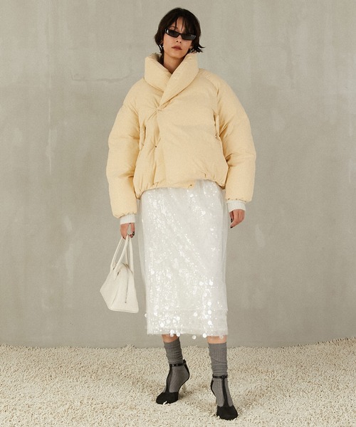 PRANK PROJECT（プランクプロジェクト）の「ショールカラーショートダウン / Shawl Collar Short Down（ダウンジャケット/コート・レディース・イエロー/ブラック/アイボリー・FREE）」の8枚目の写真