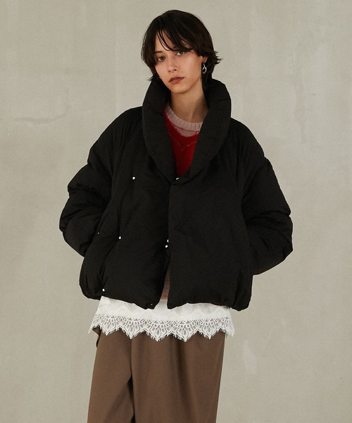 PRANK PROJECT（プランクプロジェクト）の「ショールカラーショートダウン / Shawl Collar Short Down（ダウンジャケット/コート・レディース・イエロー/ブラック/アイボリー・FREE）」の14枚目の写真