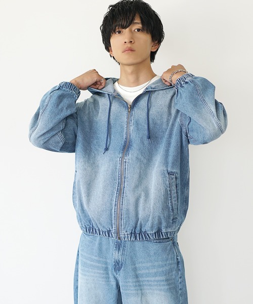 MinoriTY（マイノリティ）の「【MinoriTY】ヴィンテージ加工フルジップデニムパーカー+バレルレッグデニムパンツセットアップ（セットアップ・メンズ・ブラック/ライトブルー/ライトグレー・M/L/LL）」の7枚目の写真