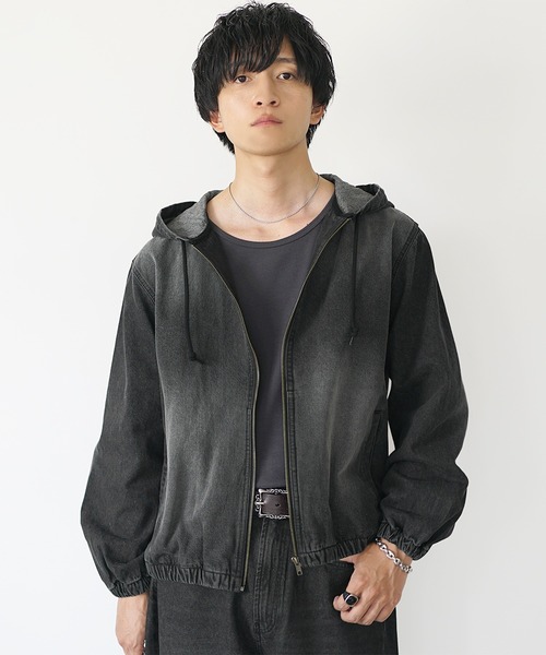 MinoriTY（マイノリティ）の「【MinoriTY】ヴィンテージ加工フルジップデニムパーカー+バレルレッグデニムパンツセットアップ（セットアップ・メンズ・ブラック/ライトブルー/ライトグレー・M/L/LL）」の8枚目の写真