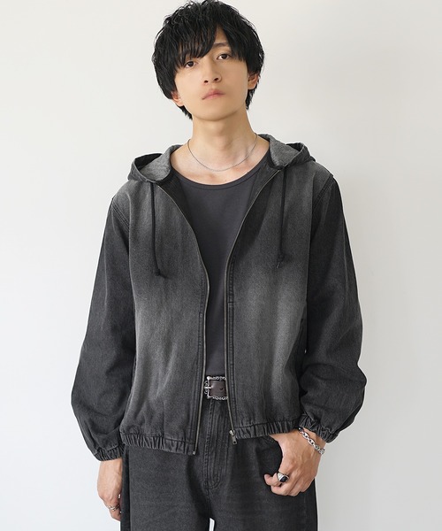 MinoriTY（マイノリティ）の「【MinoriTY】ヴィンテージ加工フルジップデニムパーカー+バレルレッグデニムパンツセットアップ（セットアップ・メンズ・ブラック/ライトブルー/ライトグレー・M/L/LL）」の9枚目の写真