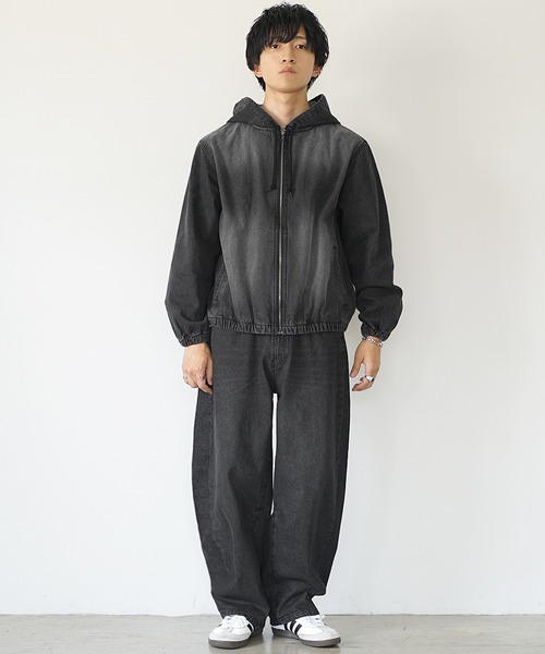 MinoriTY（マイノリティ）の「【MinoriTY】ヴィンテージ加工フルジップデニムパーカー+バレルレッグデニムパンツセットアップ（セットアップ・メンズ・ブラック/ライトブルー/ライトグレー・M/L/LL）」の10枚目の写真