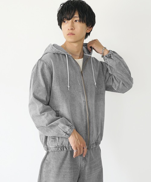 MinoriTY（マイノリティ）の「【MinoriTY】ヴィンテージ加工フルジップデニムパーカー+バレルレッグデニムパンツセットアップ（セットアップ・メンズ・ブラック/ライトブルー/ライトグレー・M/L/LL）」の14枚目の写真