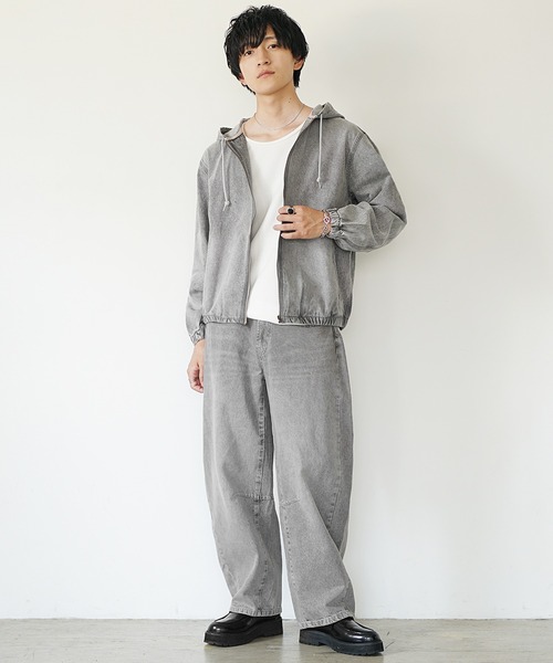 MinoriTY（マイノリティ）の「【MinoriTY】ヴィンテージ加工フルジップデニムパーカー+バレルレッグデニムパンツセットアップ（セットアップ・メンズ・ブラック/ライトブルー/ライトグレー・M/L/LL）」の15枚目の写真