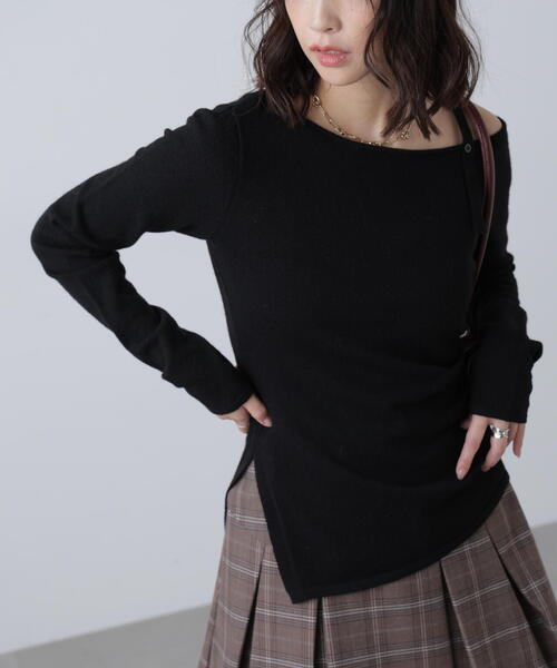 FREE'S MART(フリーズマート)の「◆ワンショルダーストラップニット(ニット/セーター・レディース・グレー/ブラック/ホワイト/ピンク・FREE)」の8枚目の写真