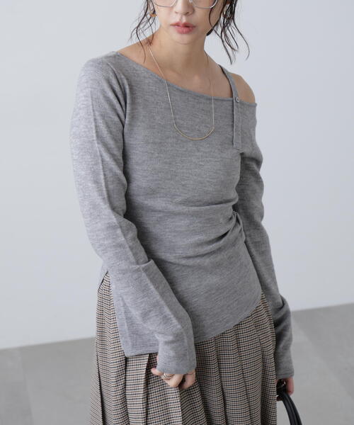 FREE'S MART(フリーズマート)の「◆ワンショルダーストラップニット(ニット/セーター・レディース・グレー/ブラック/ホワイト/ピンク・FREE)」の16枚目の写真