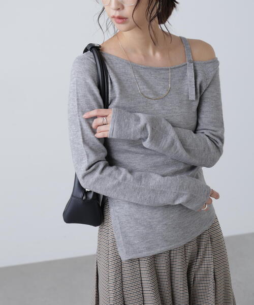 FREE'S MART(フリーズマート)の「◆ワンショルダーストラップニット(ニット/セーター・レディース・グレー/ブラック/ホワイト/ピンク・FREE)」の17枚目の写真