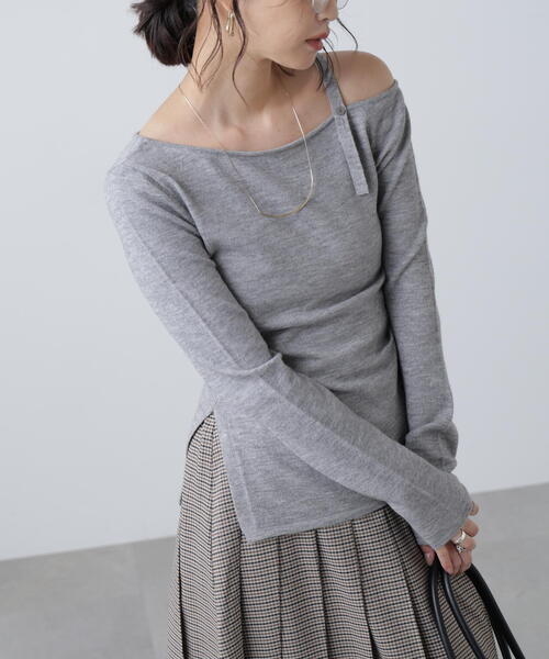 FREE'S MART(フリーズマート)の「◆ワンショルダーストラップニット(ニット/セーター・レディース・グレー/ブラック/ホワイト/ピンク・FREE)」の19枚目の写真