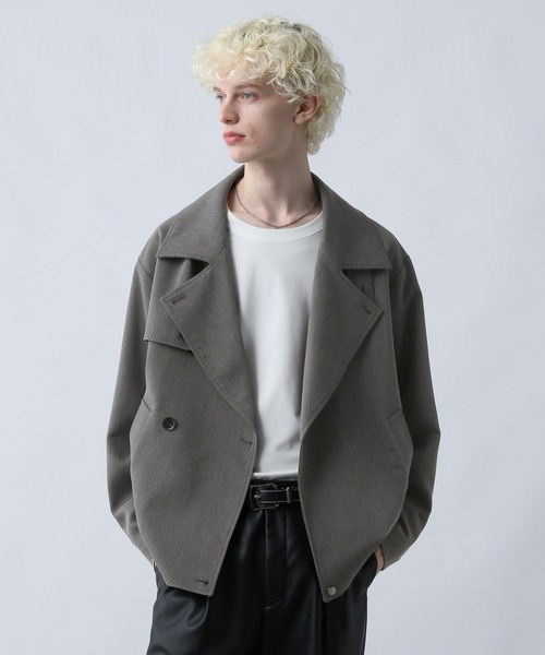 HARE（ハレ）の「【SET UP対応】カルゼトレンチブルゾン(HARE)（ブルゾン・メンズ・グレー/ブラック/オレンジ・SMALL/MEDIUM）」の6枚目の写真