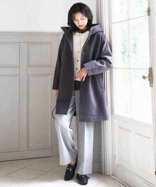 SUPER100'sウール フーデットミドルコート（その他アウター）｜MK